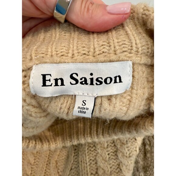 En Saison Colorblock Cable Knit Sweater in Neutral Tones - Size S - Picture 6 of 7